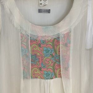 Matilda Jane Cream Sleeveless Blouse with Paisley Detail M
